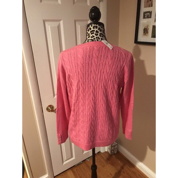 Talbots Sweater Womens XP Green Cable Knit Pullover Long Sleeve Cotton Blend G5 - Picture 2 of 9